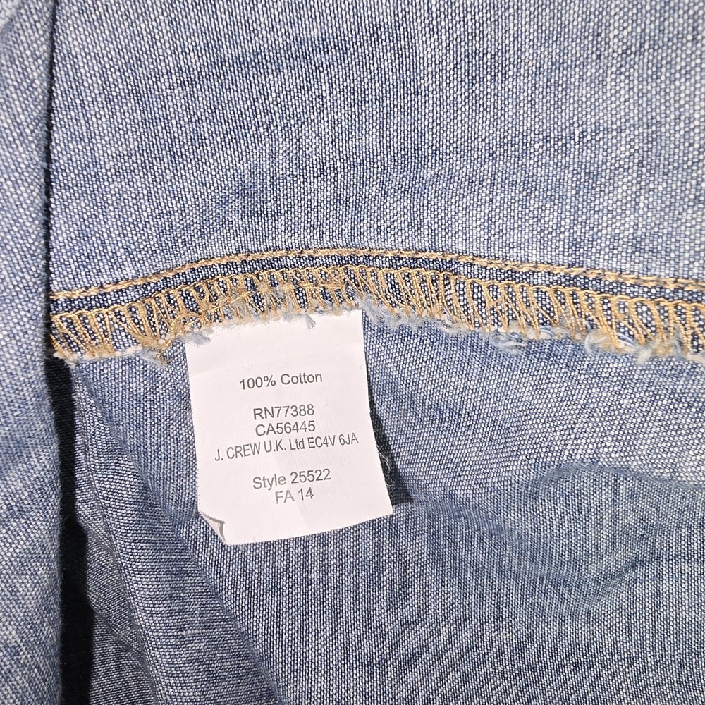J Crew Denim Shirt Size M Womens Pearl Snap Down Long Sleeve Western Preppy - Picture 9 of 10